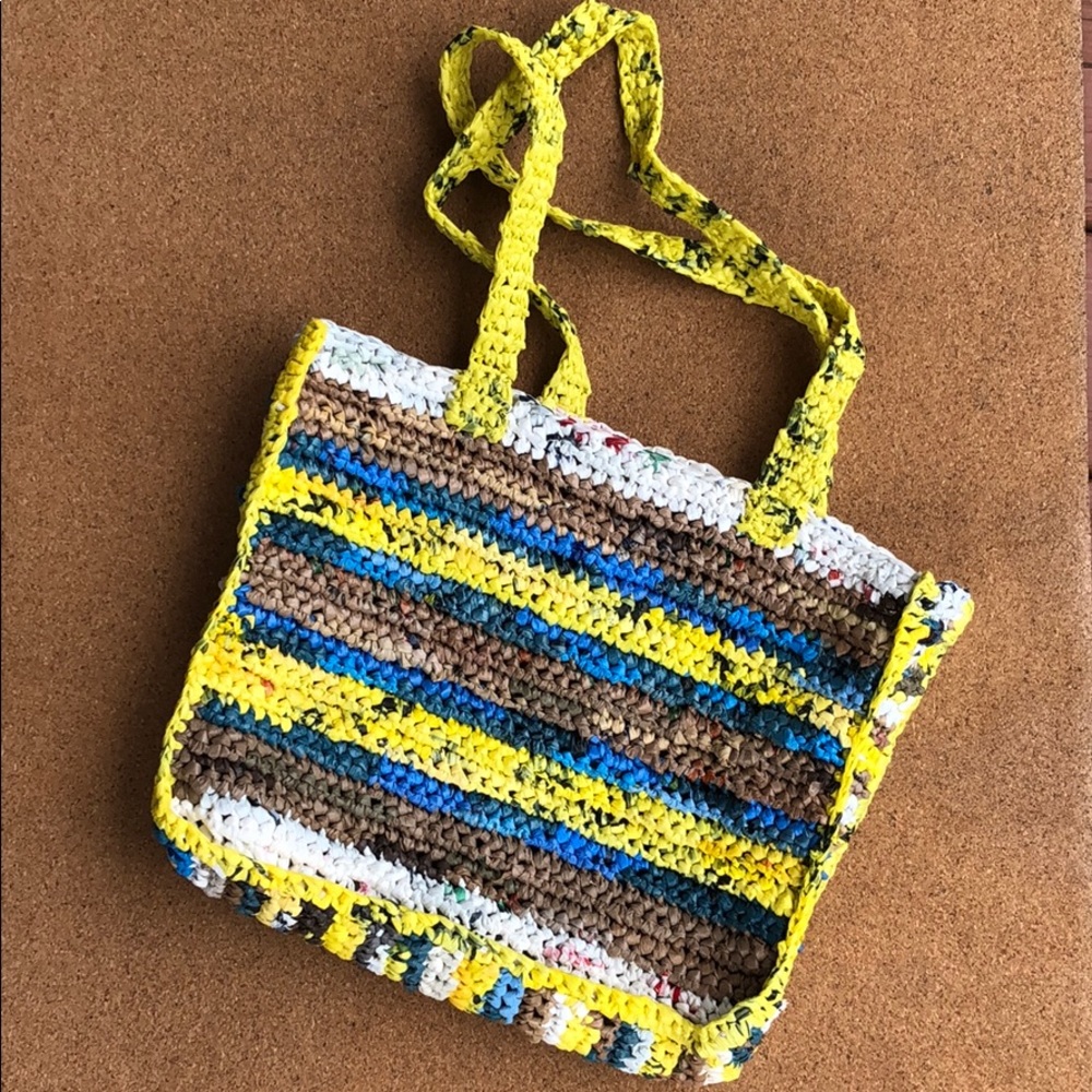 Reduce, Reuse, Recycled plastic bag purse.